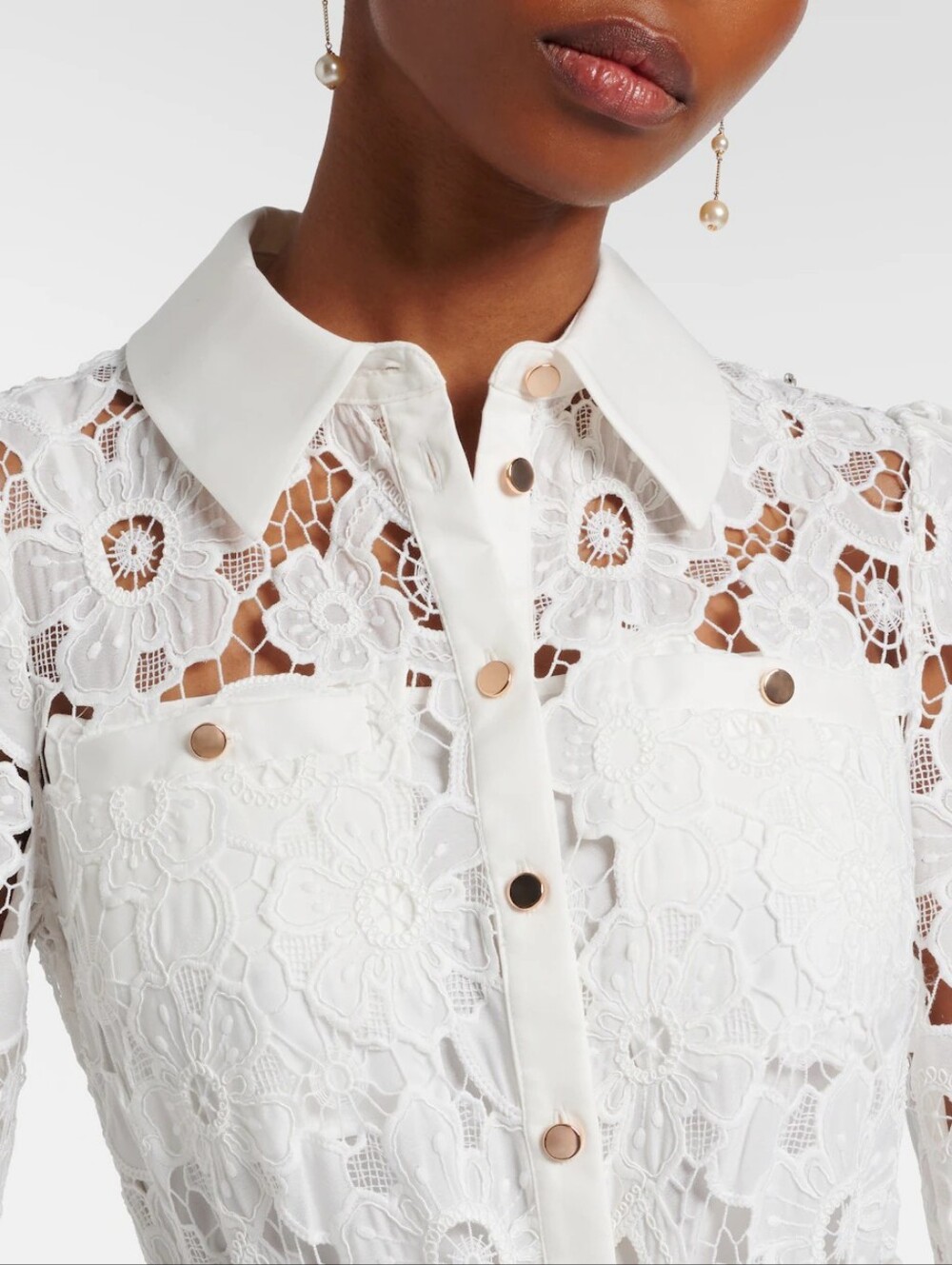 Self-Portrait Belted guipure lace shirt dress - Picture 2 of 7